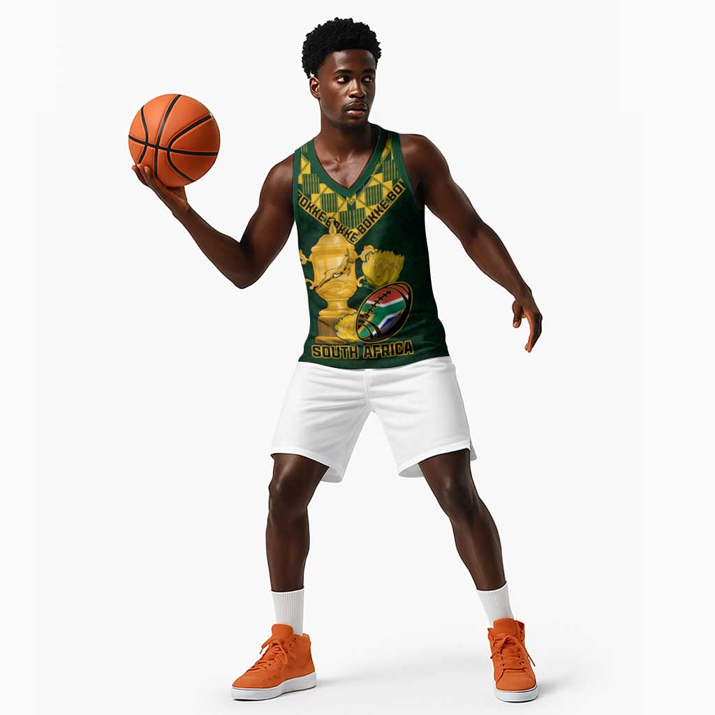 Custom South Africa Rugby Basketball Jersey - Go Bokke Champion, World Cup - African Pride