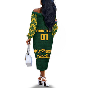 Custom South Africa Rugby Off The Shoulder Long Sleeve Dress - Go Bokke Champion, World Cup
