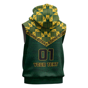 Custom South Africa Rugby Sleeveless Zip Hoodie - Go Bokke Champion, World Cup - African Pride