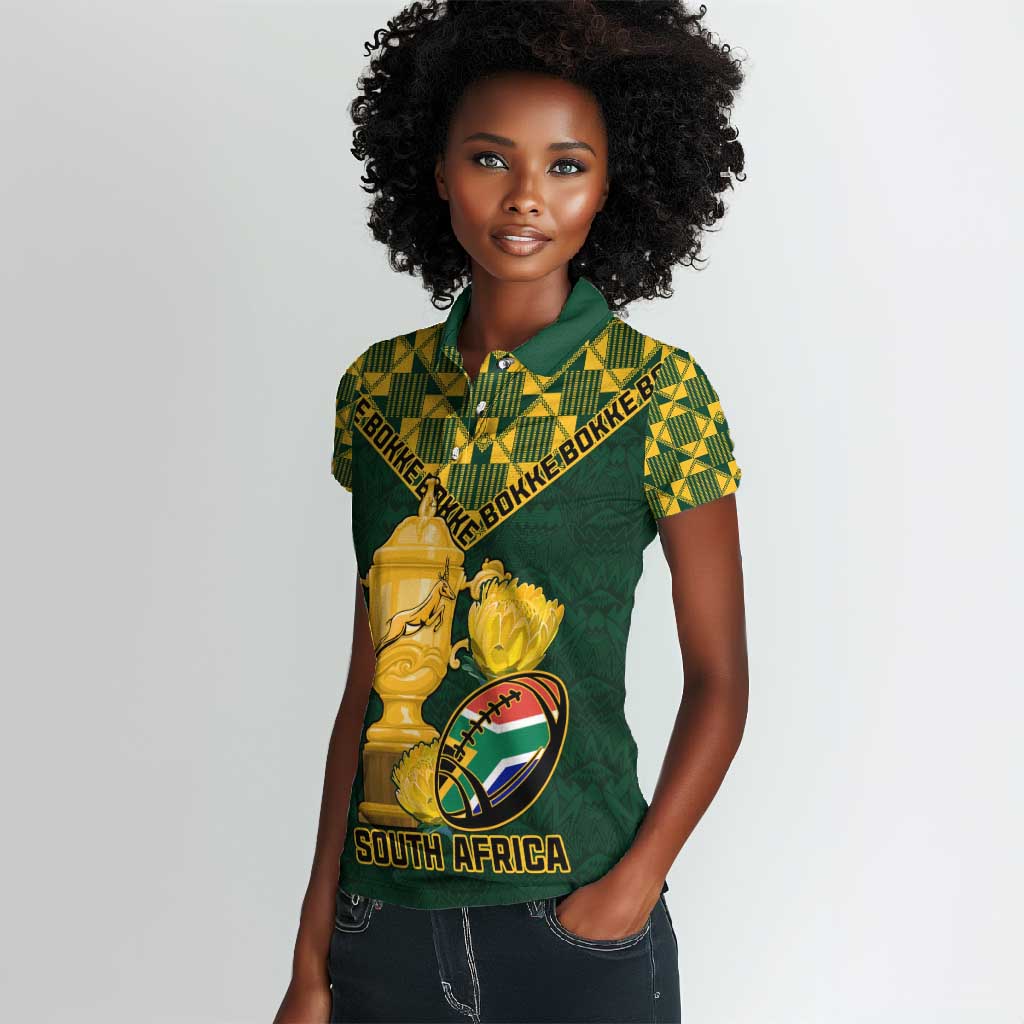 Custom South Africa Rugby Women Polo Shirt - Go Bokke Champion, World Cup
