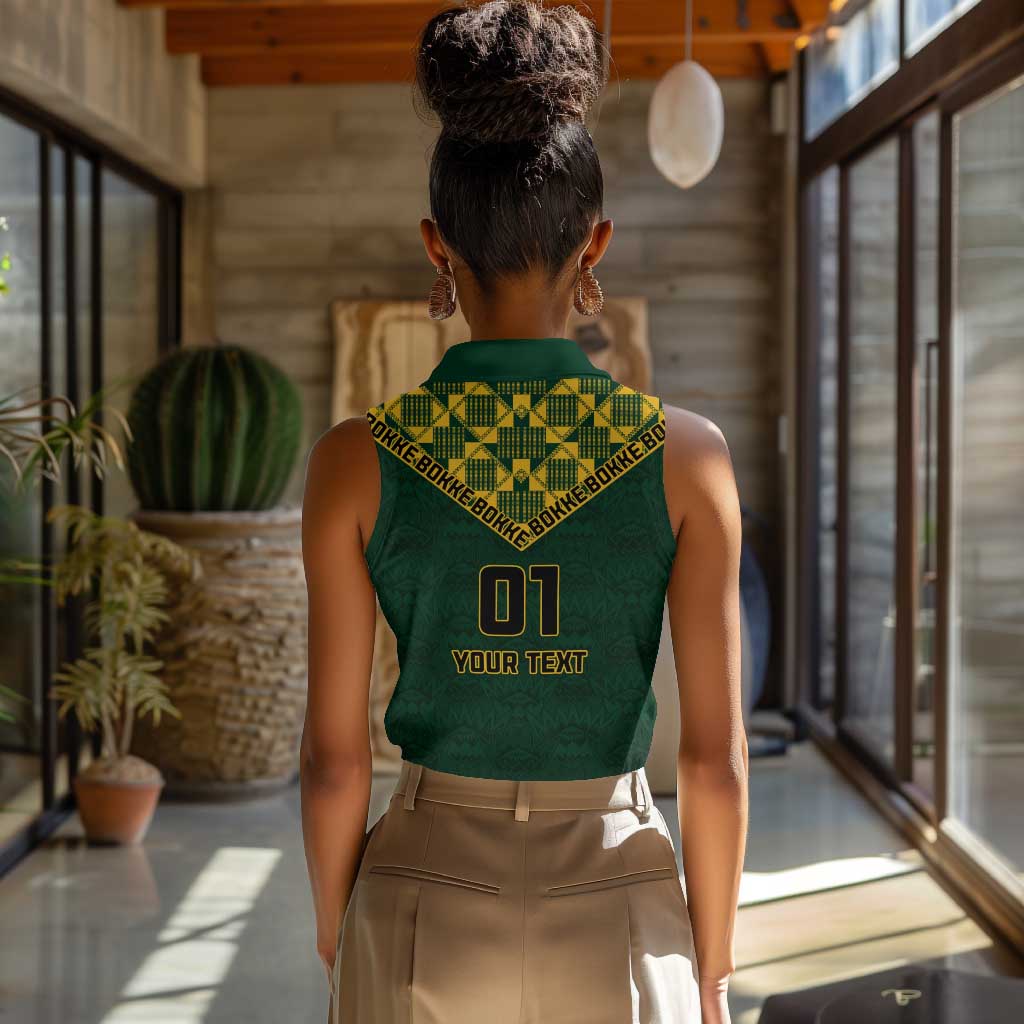 Custom South Africa Rugby Women Sleeveless Polo Shirt - Go Bokke Champion, World Cup