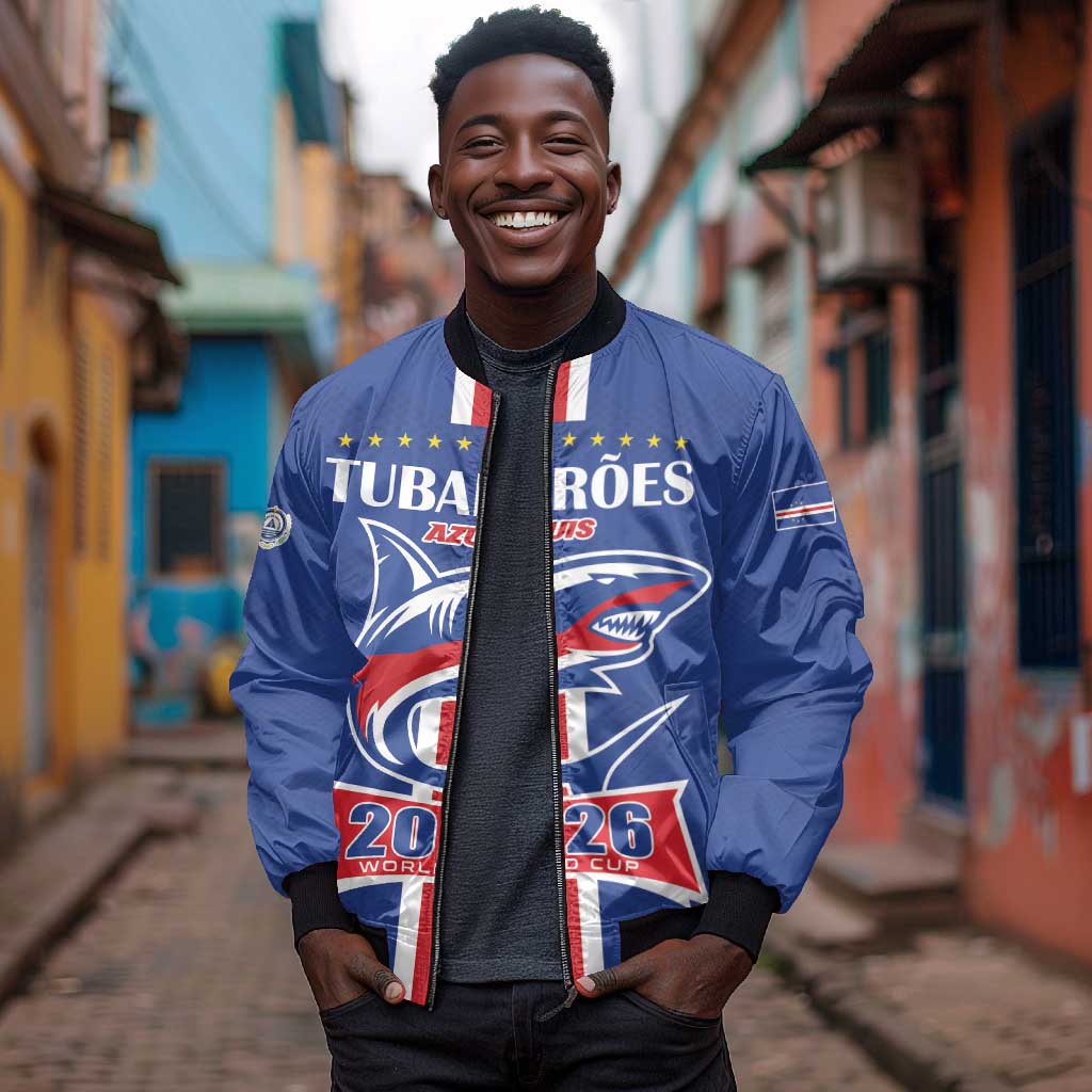 Custom Cape Verde 2026 Football Bomber Jacket Blue Sharks WC Debut - African Pride
