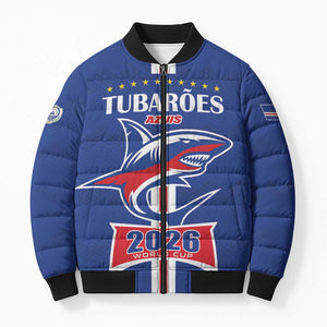 Custom Cape Verde 2026 Football Bomber Puffer Jacket Blue Sharks WC Debut