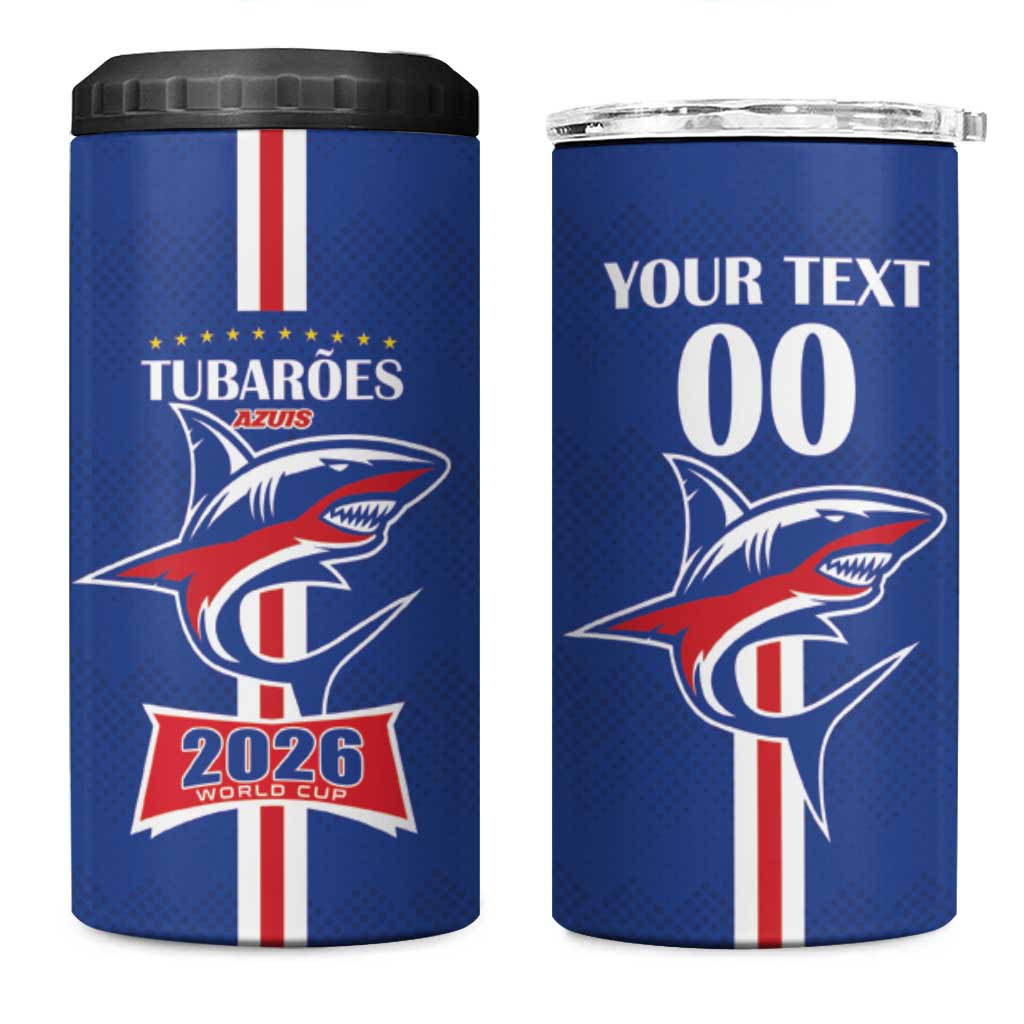 Custom Cape Verde 2026 Football 4 in 1 Can Cooler Tumbler Blue Sharks WC Debut - African Pride