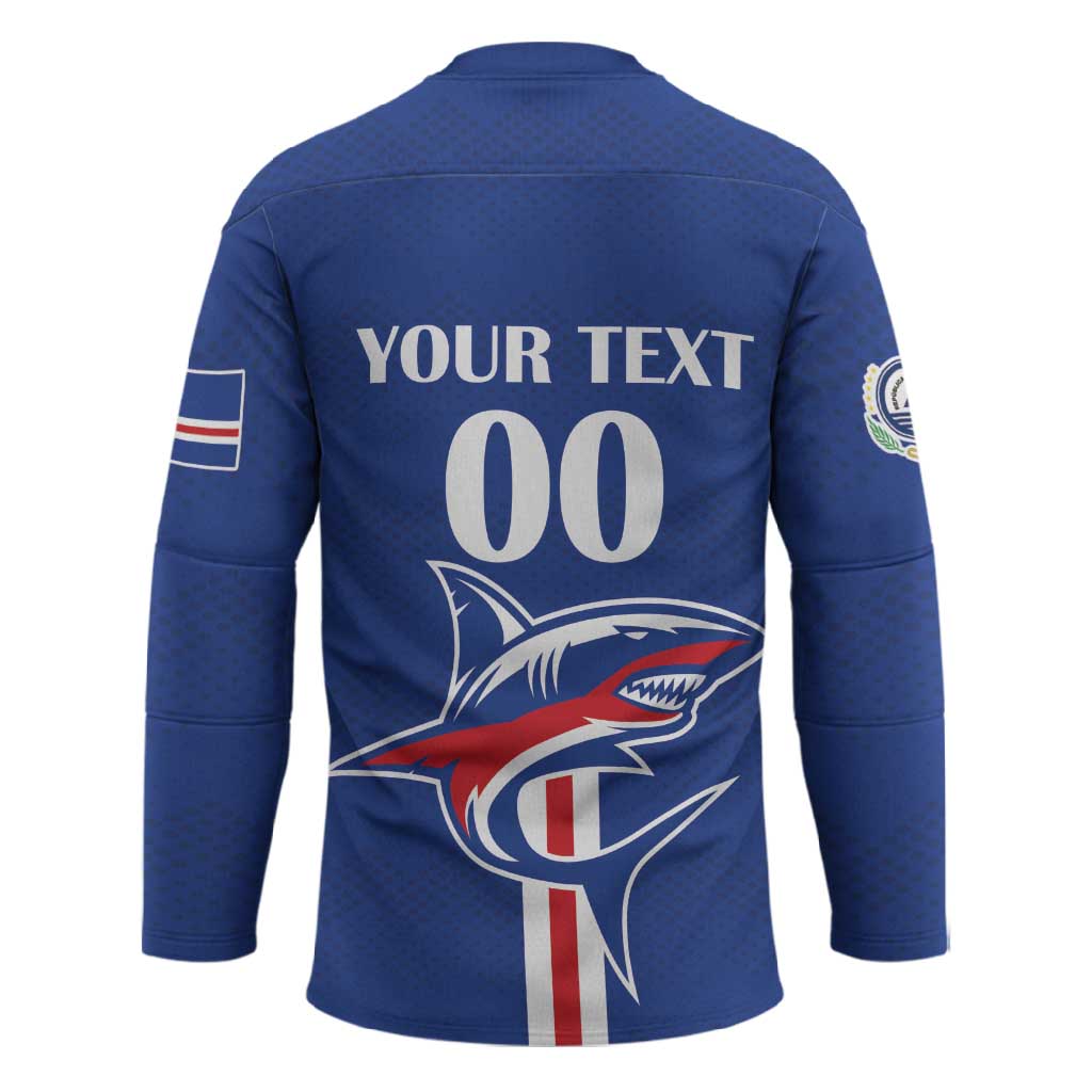 Custom Cape Verde 2026 Football Hockey Jersey Blue Sharks WC Debut