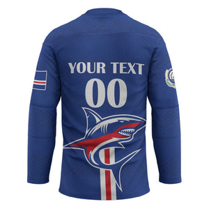 Custom Cape Verde 2026 Football Hockey Jersey Blue Sharks WC Debut