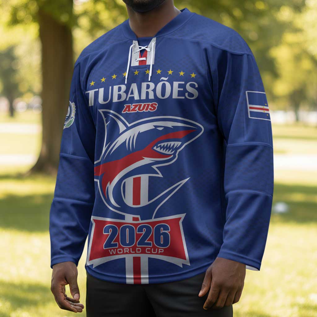 Custom Cape Verde 2026 Football Hockey Jersey Blue Sharks WC Debut