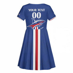 Custom Cape Verde 2026 Football Kid Short Sleeve Dress Blue Sharks WC Debut - African Pride