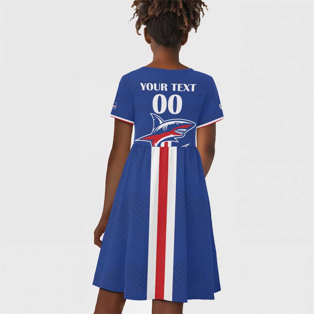Custom Cape Verde 2026 Football Kid Short Sleeve Dress Blue Sharks WC Debut - African Pride