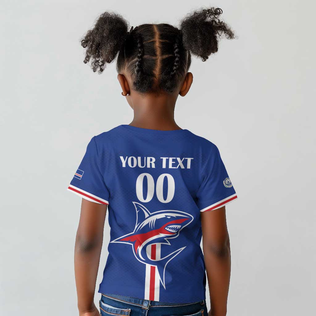 Custom Cape Verde 2026 Football Kid T shirt Blue Sharks WC Debut - African Pride