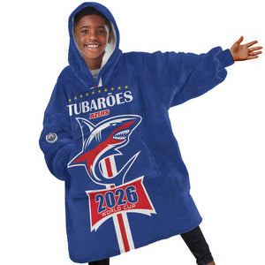 Custom Cape Verde 2026 Football Kid Wearable Blanket Hoodie Blue Sharks WC Debut - African Pride