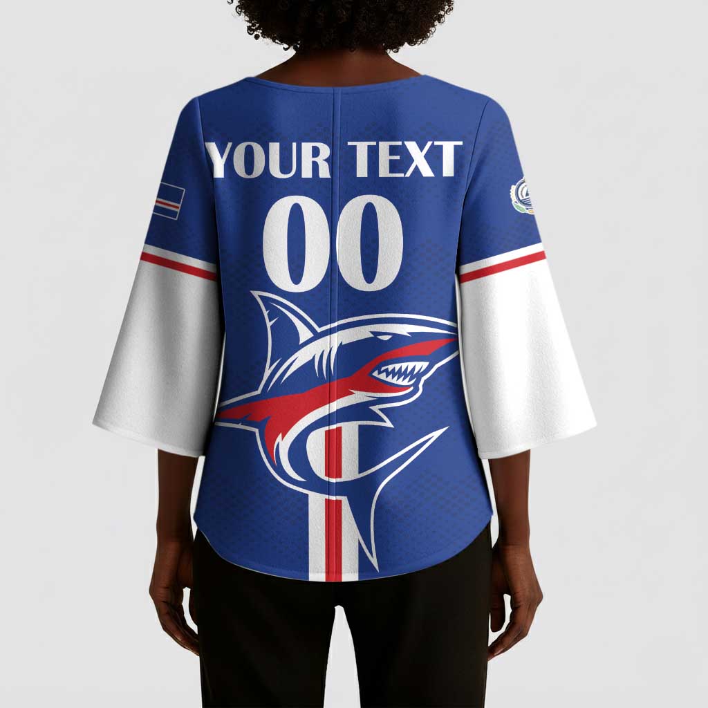 Custom Cape Verde 2026 Football Kimono Sleeve Blouse Blue Sharks WC Debut
