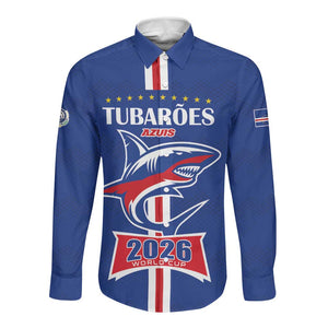 Custom Cape Verde 2026 Football Long Sleeve Button Shirt Blue Sharks WC Debut - African Pride