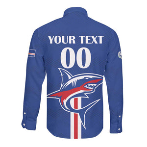 Custom Cape Verde 2026 Football Long Sleeve Button Shirt Blue Sharks WC Debut - African Pride