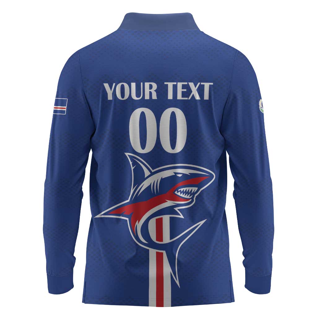 Custom Cape Verde 2026 Football Long Sleeve Polo Shirt Blue Sharks WC Debut - African Pride
