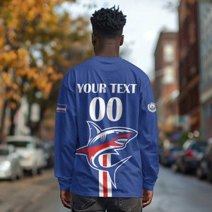 Custom Cape Verde 2026 Football Long Sleeve Shirt Blue Sharks WC Debut - African Pride