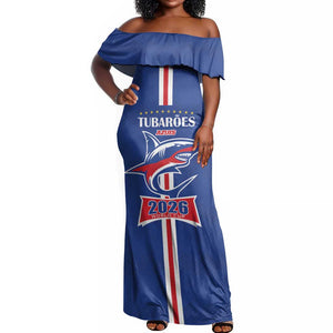 Custom Cape Verde 2026 Football Off Shoulder Maxi Dress Blue Sharks WC Debut - African Pride
