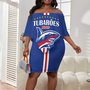 Custom Cape Verde 2026 Football Off Shoulder Short Dress Blue Sharks WC Debut - African Pride