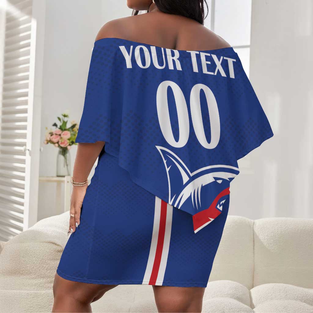 Custom Cape Verde 2026 Football Off Shoulder Short Dress Blue Sharks WC Debut - African Pride