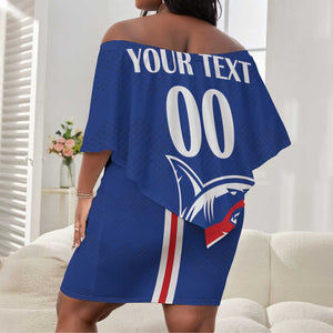 Custom Cape Verde 2026 Football Off Shoulder Short Dress Blue Sharks WC Debut - African Pride