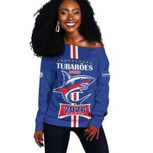 Custom Cape Verde 2026 Football Off Shoulder Sweater Blue Sharks WC Debut - African Pride