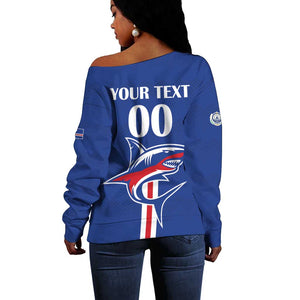 Custom Cape Verde 2026 Football Off Shoulder Sweater Blue Sharks WC Debut - African Pride