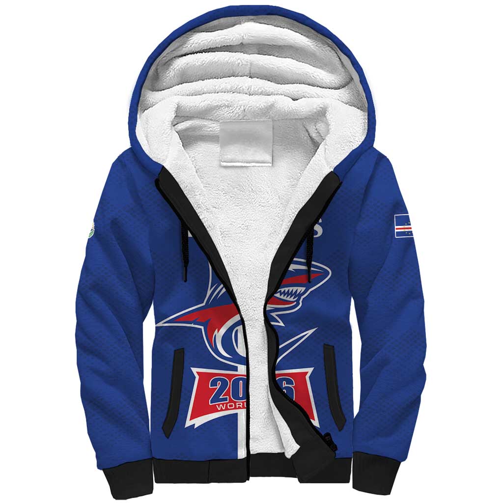 Custom Cape Verde 2026 Football Sherpa Hoodie Blue Sharks WC Debut - African Pride