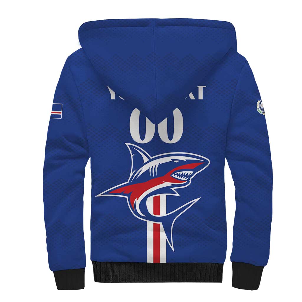 Custom Cape Verde 2026 Football Sherpa Hoodie Blue Sharks WC Debut - African Pride