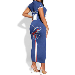 Custom Cape Verde 2026 Football Short Sleeve Bodycon Dress Blue Sharks WC Debut - African Pride