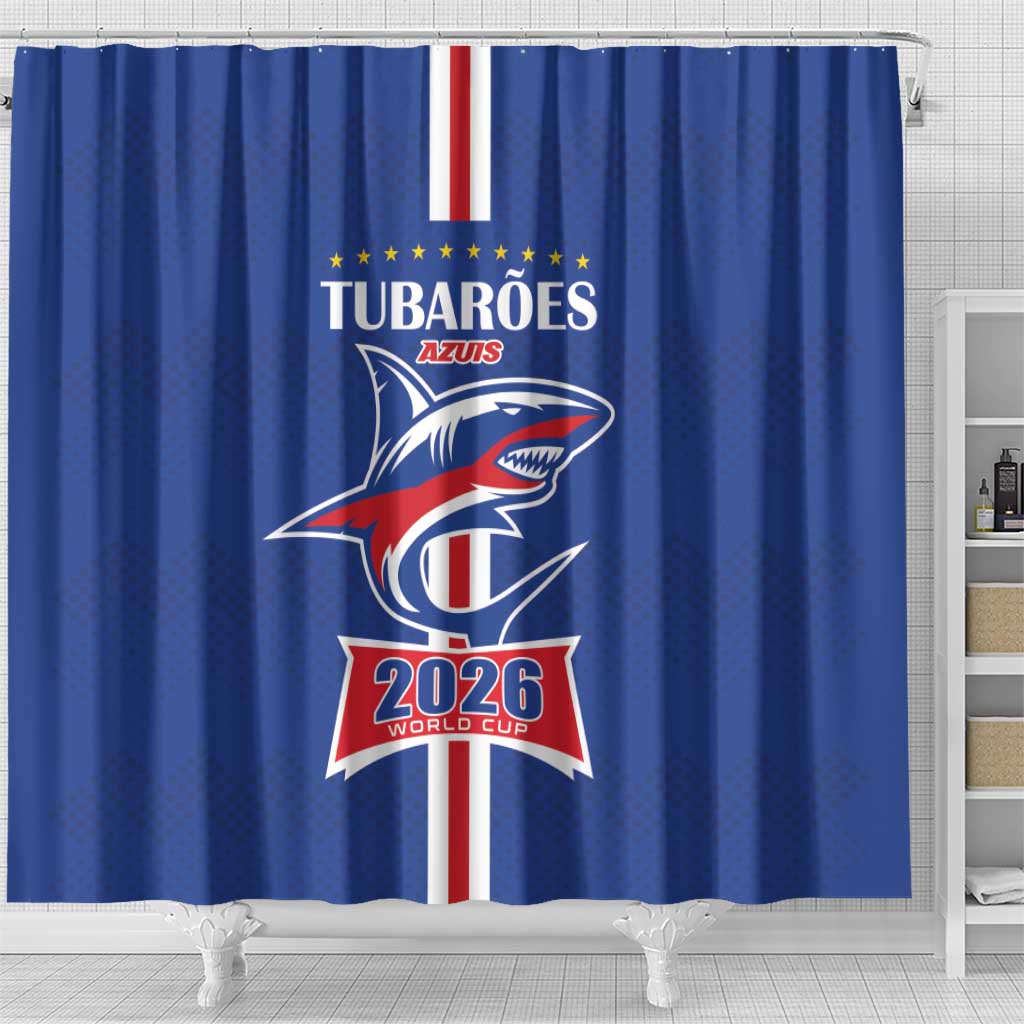 Cape Verde 2026 Football Shower Curtain Blue Sharks WC Debut - African Pride