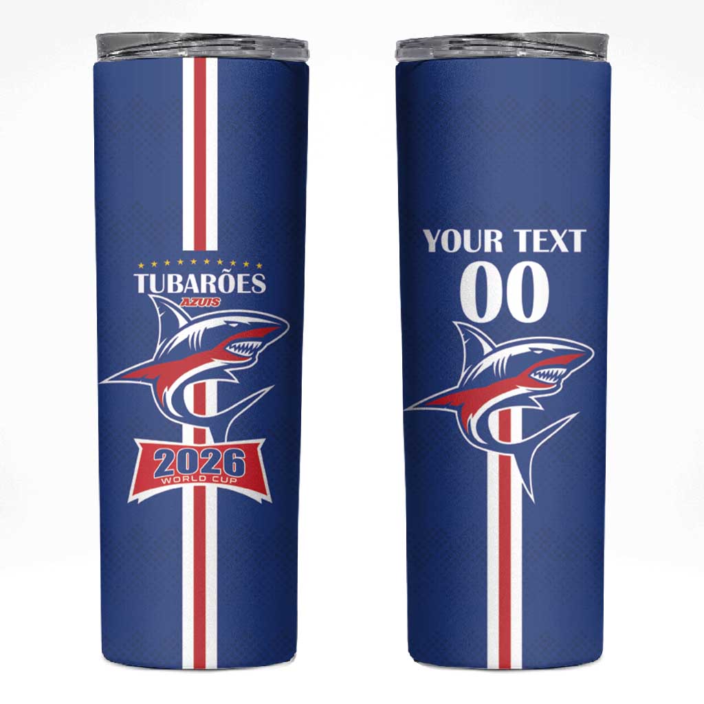 Custom Cape Verde 2026 Football Skinny Tumbler Blue Sharks WC Debut - African Pride