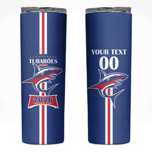 Custom Cape Verde 2026 Football Skinny Tumbler Blue Sharks WC Debut - African Pride