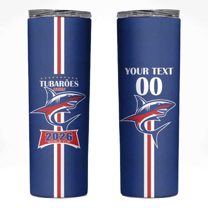 Custom Cape Verde 2026 Football Skinny Tumbler Blue Sharks WC Debut - African Pride