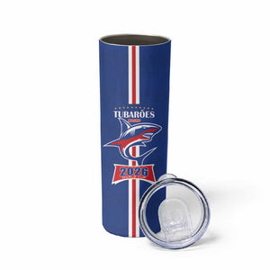Custom Cape Verde 2026 Football Skinny Tumbler Blue Sharks WC Debut - African Pride