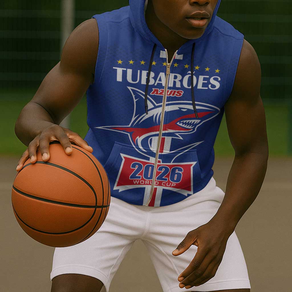 Custom Cape Verde 2026 Football Sleeveless Zip Hoodie Blue Sharks WC Debut - African Pride