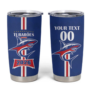 Custom Cape Verde 2026 Football Tumbler Cup Blue Sharks WC Debut - African Pride