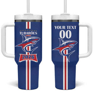 Custom Cape Verde 2026 Football Tumbler With Handle Blue Sharks WC Debut - African Pride
