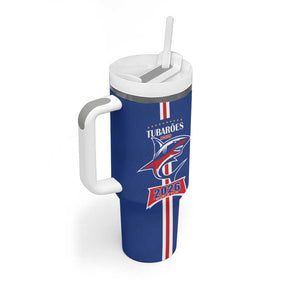 Custom Cape Verde 2026 Football Tumbler With Handle Blue Sharks WC Debut - African Pride