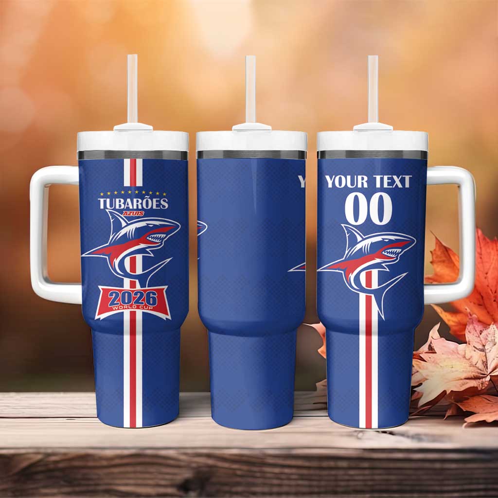 Custom Cape Verde 2026 Football Tumbler With Handle Blue Sharks WC Debut - African Pride