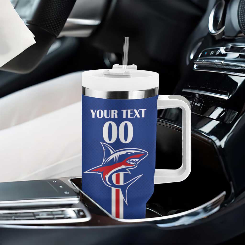 Custom Cape Verde 2026 Football Tumbler With Handle Blue Sharks WC Debut - African Pride