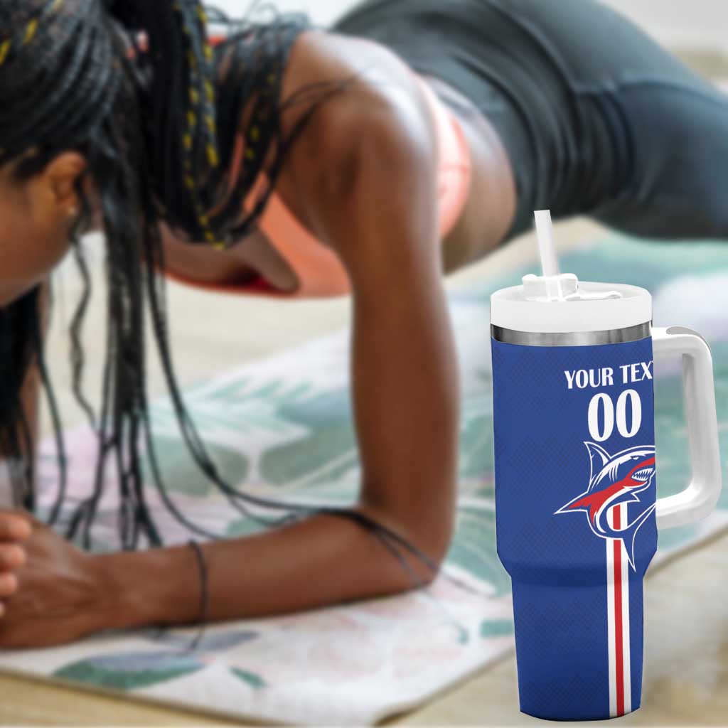 Custom Cape Verde 2026 Football Tumbler With Handle Blue Sharks WC Debut - African Pride