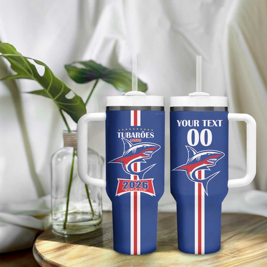 Custom Cape Verde 2026 Football Tumbler With Handle Blue Sharks WC Debut - African Pride
