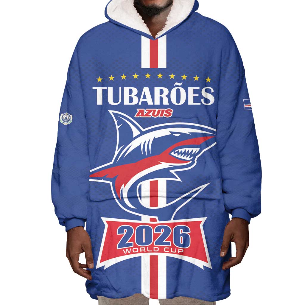 Custom Cape Verde 2026 Football Wearable Blanket Hoodie Blue Sharks WC Debut - African Pride