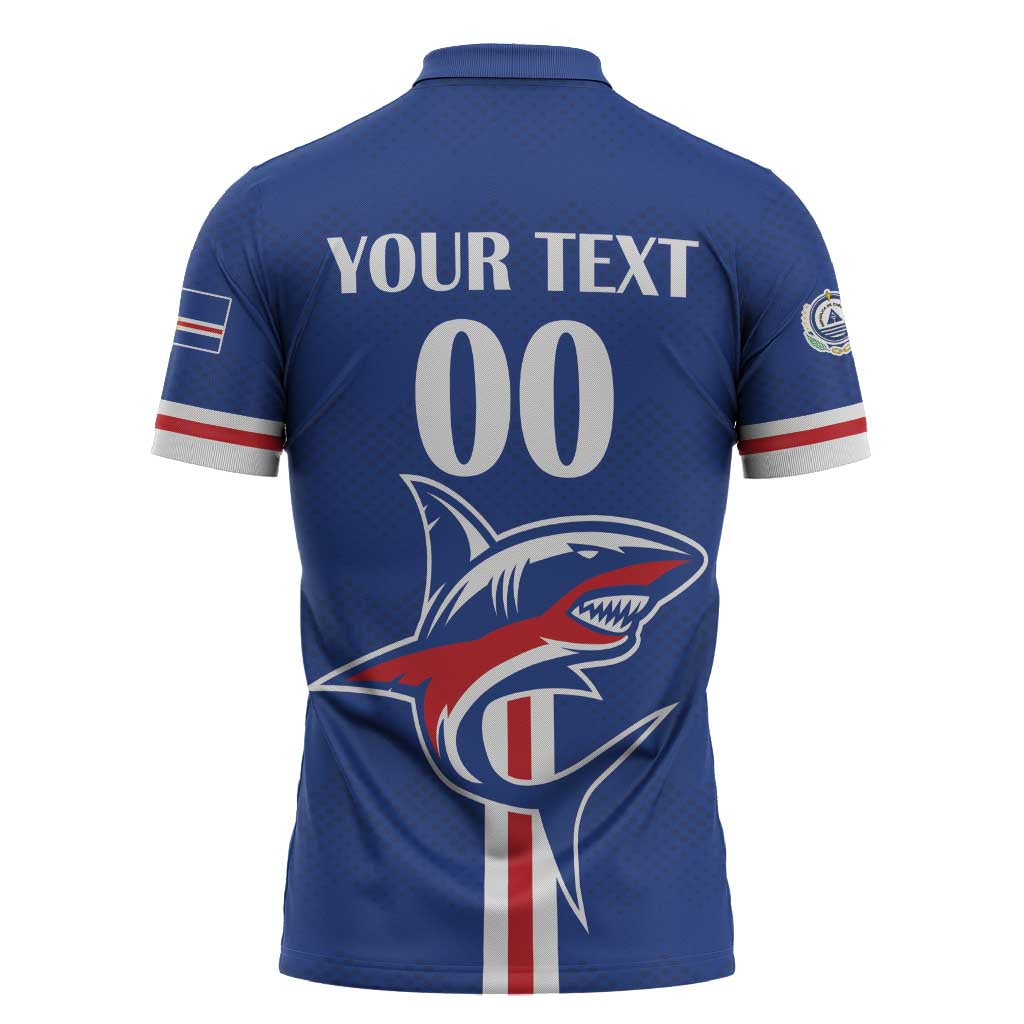 Custom Cape Verde 2026 Football Zipper Polo Shirt Blue Sharks WC Debut
