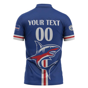 Custom Cape Verde 2026 Football Zipper Polo Shirt Blue Sharks WC Debut