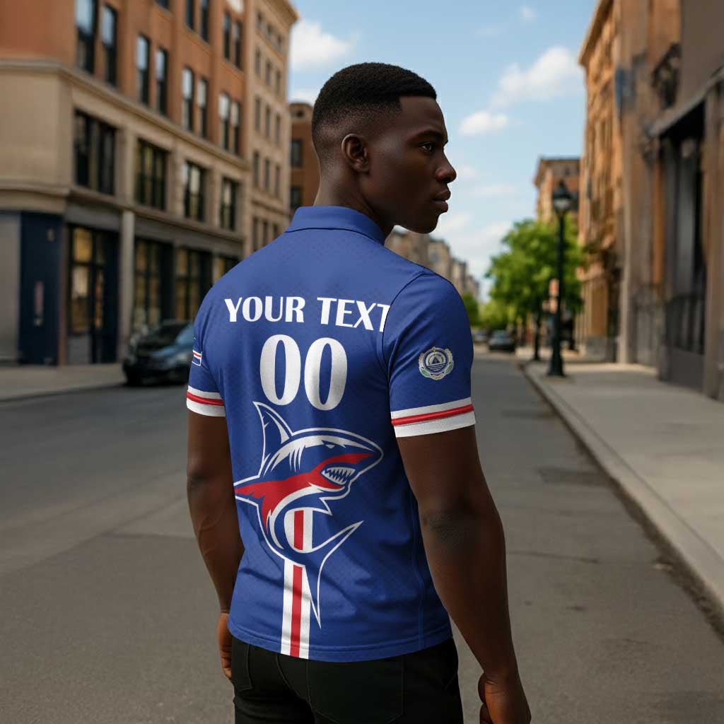 Custom Cape Verde 2026 Football Zipper Polo Shirt Blue Sharks WC Debut