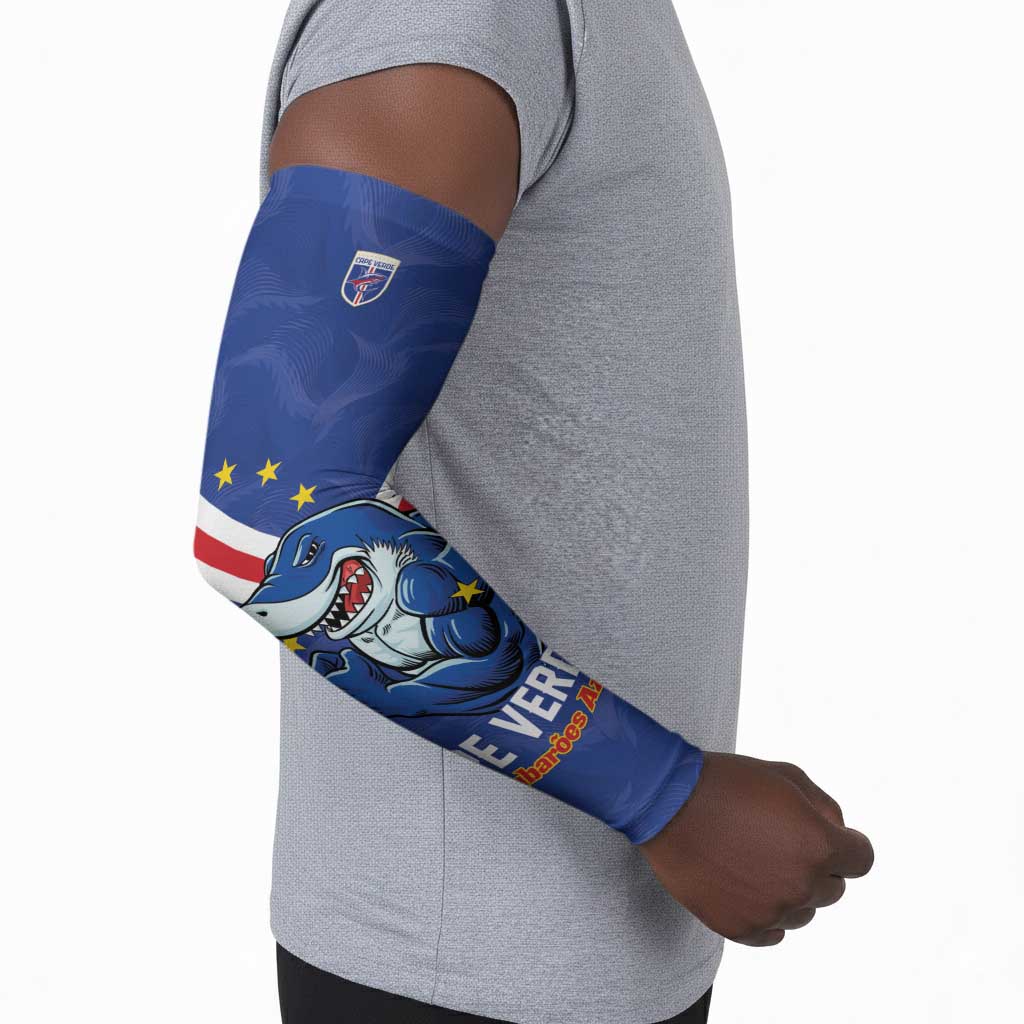 Custom Cape Verde Football Arm Sleeves Tubaroes Azuis Make History