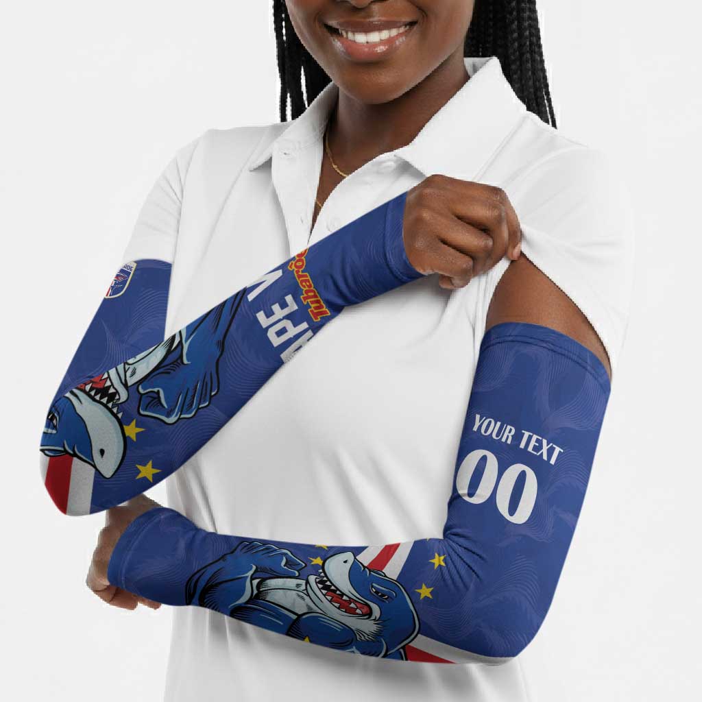 Custom Cape Verde Football Arm Sleeves Tubaroes Azuis Make History