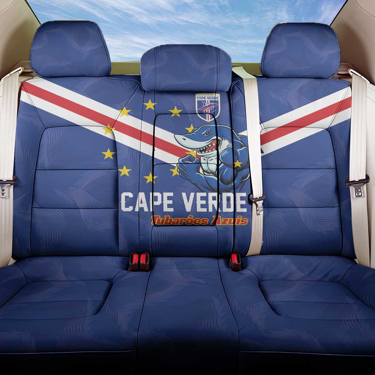 Cape Verde Football Back Car Seat Cover Tubaroes Azuis Make History - African Pride