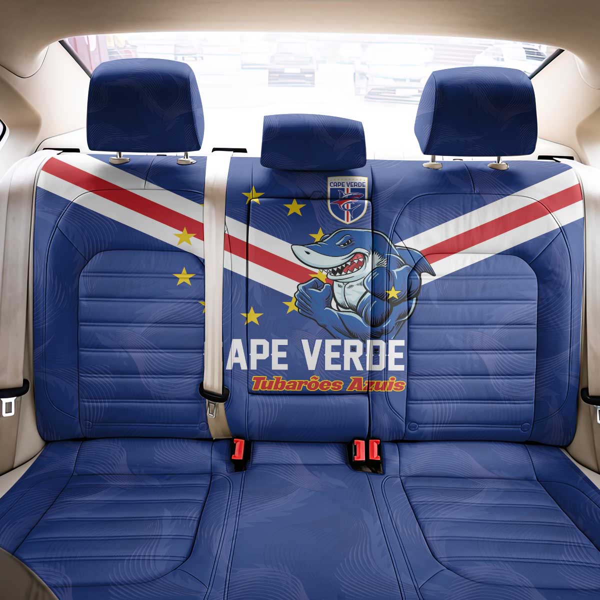 Cape Verde Football Back Car Seat Cover Tubaroes Azuis Make History - African Pride